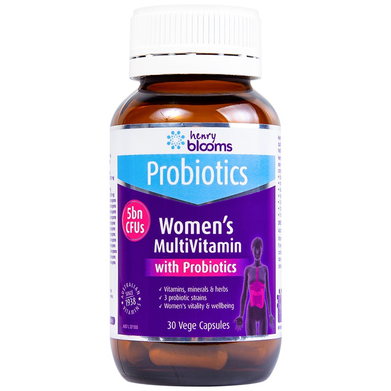 Viên uống Women's Multivitamin With Probiotics Henry Blooms cung cấp năng lượng và chất dinh dưỡng cần thiết (30 viên)