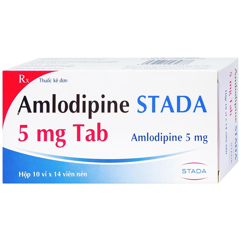 Thuốc Amlodipine Stada 5mg Tab điều trị tăng huyết áp, đau thắt ngực (10 vỉ x 14 viên)