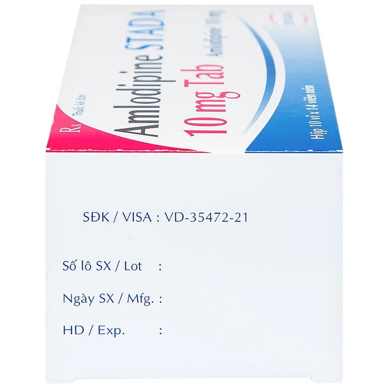 Thuốc Amlodipine Stada 10mg Tab điều trị tăng huyết áp, đau thắt ngực (10 vỉ x 14 viên)