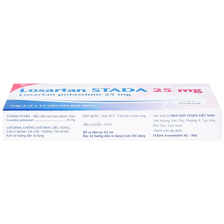 Viên nén Losartan Stada 25mg điều trị tăng huyết áp, giảm nguy cơ đột quỵ (2 vỉ x 15 viên)