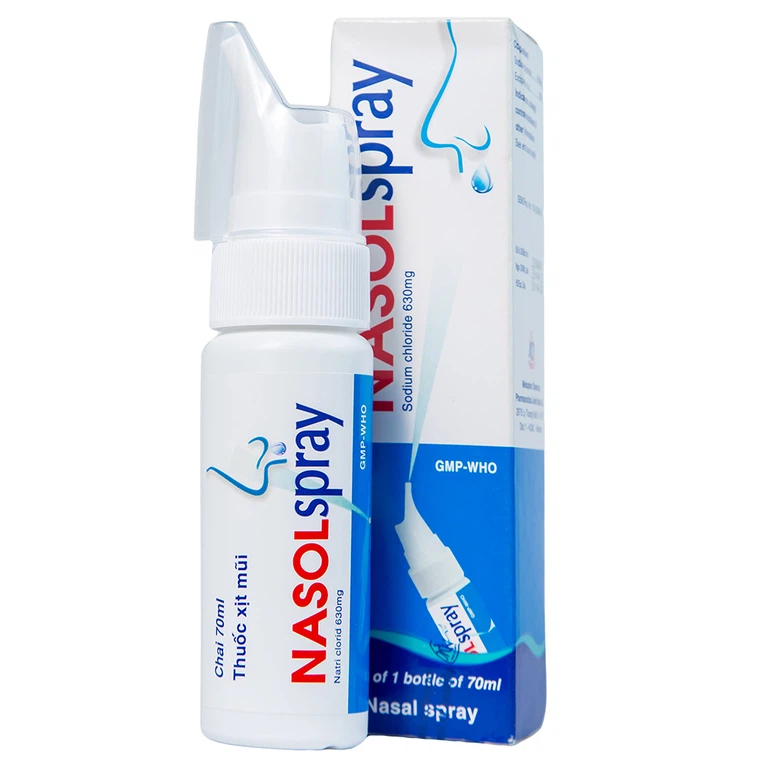 Thuốc xịt mũi Nasolspray Mekophar làm sạch và thông mũi, họng (70ml)