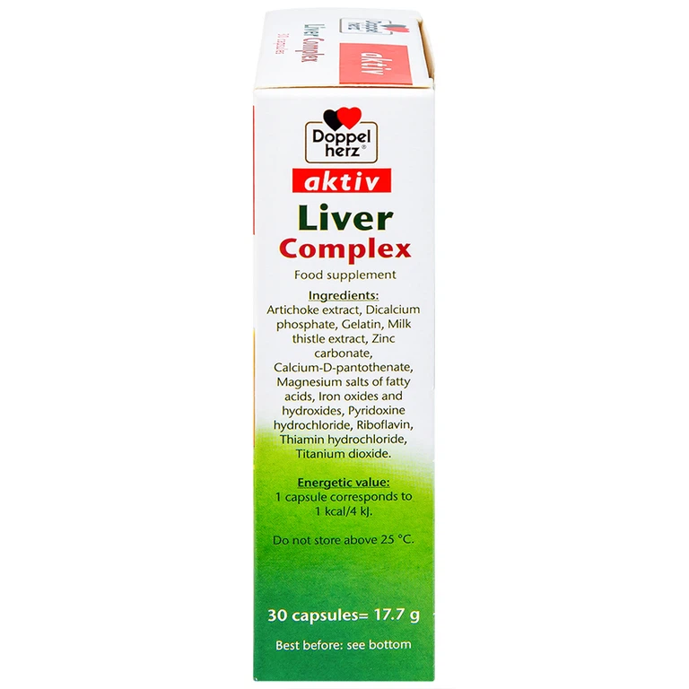 Viên uống Liver Complex Doppelherz Aktiv hỗ trợ thanh nhiệt, tăng cường giải độc gan (3 vỉ x 10 viên)