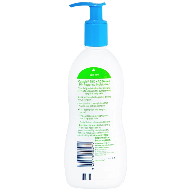 Sữa dưỡng thể Cetaphil Pro Ad Derma Skin Restoring Moisturizer dành cho da khô, da cơ địa (295ml)