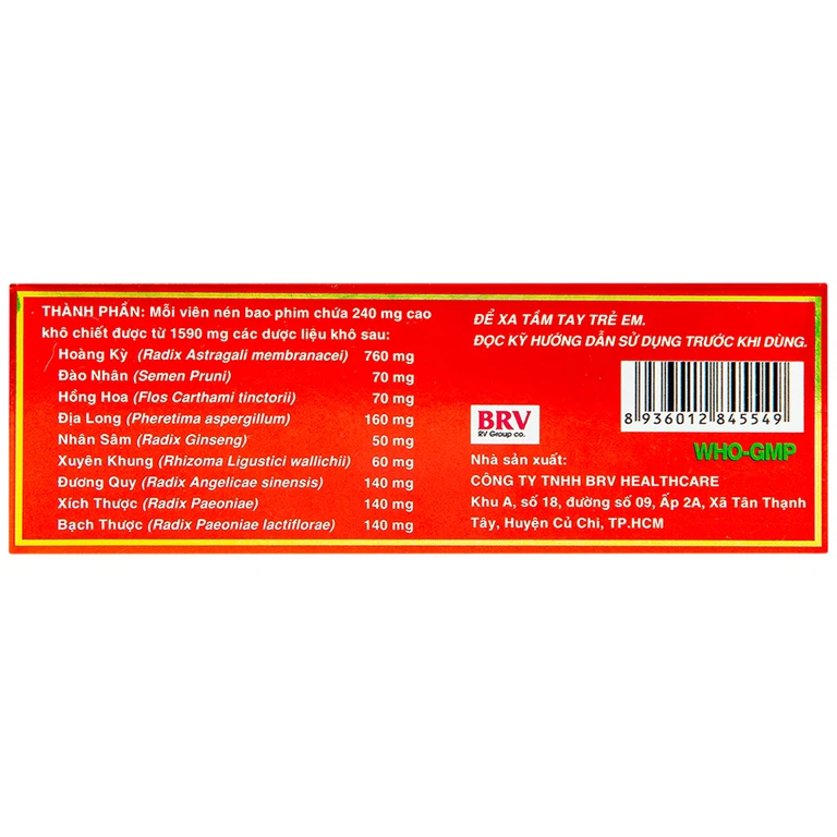 Thuốc Bổ Khí Thông Huyết BVP tăng cường lưu thông khí huyết đến não và các chi (6 vỉ x 10 viên)