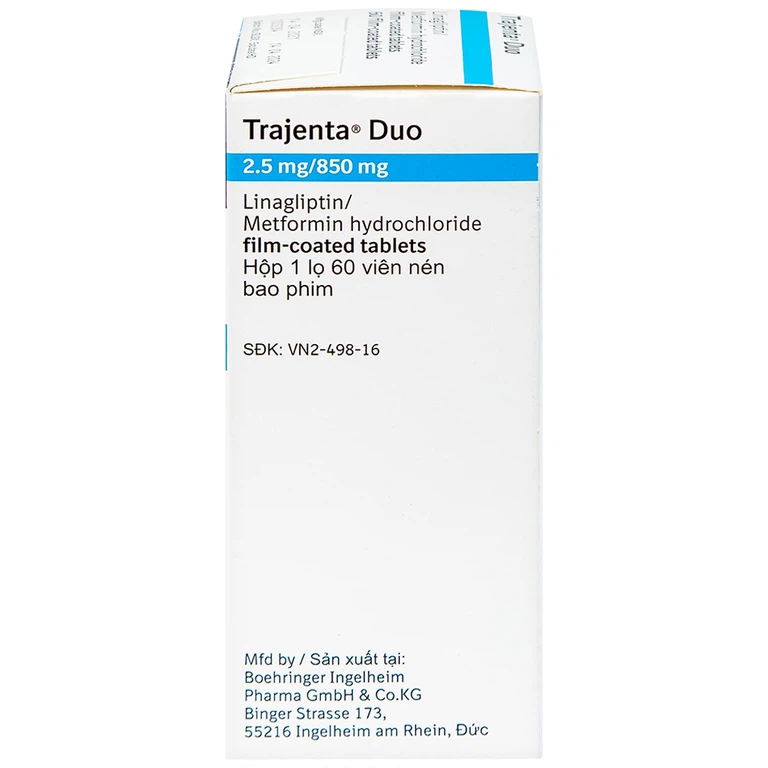 Thuốc Trajenta Duo 2.5mg/850mg Boehringer Ingelheim kiểm soát đường huyết ở bệnh đái tháo đường típ 2 (60 viên)