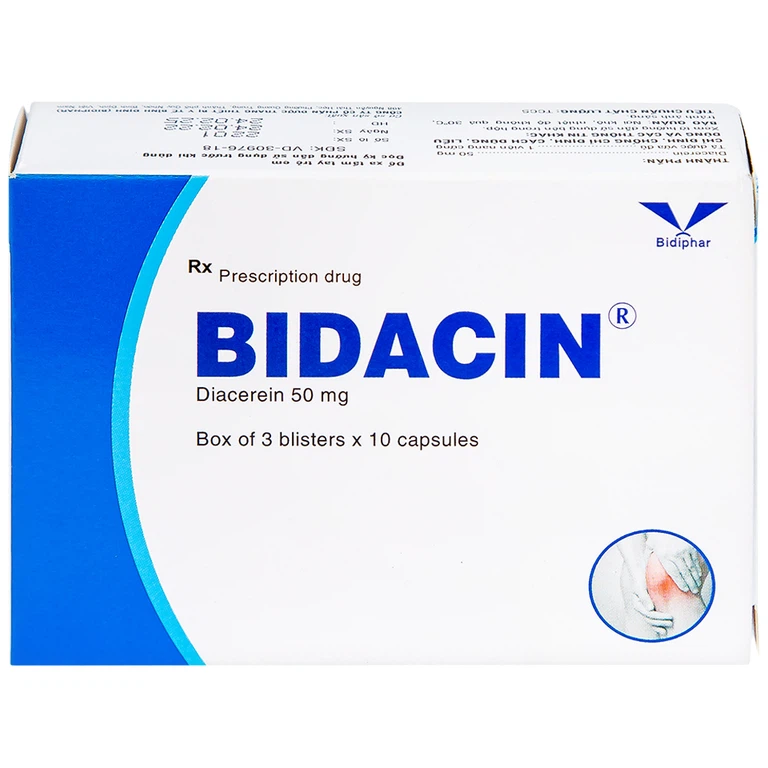 Thuốc Bidacin 50mg Bidiphar điều trị thoái hóa khớp hông hoặc gối (3 vỉ x 10 viên)