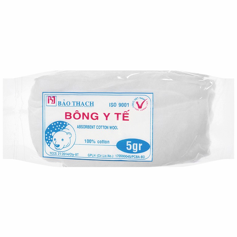 Bông Y Tế Bảo Thạch 5g thấm hút cao và nhanh, mịn màng, mềm mại, không gây kích ứng da