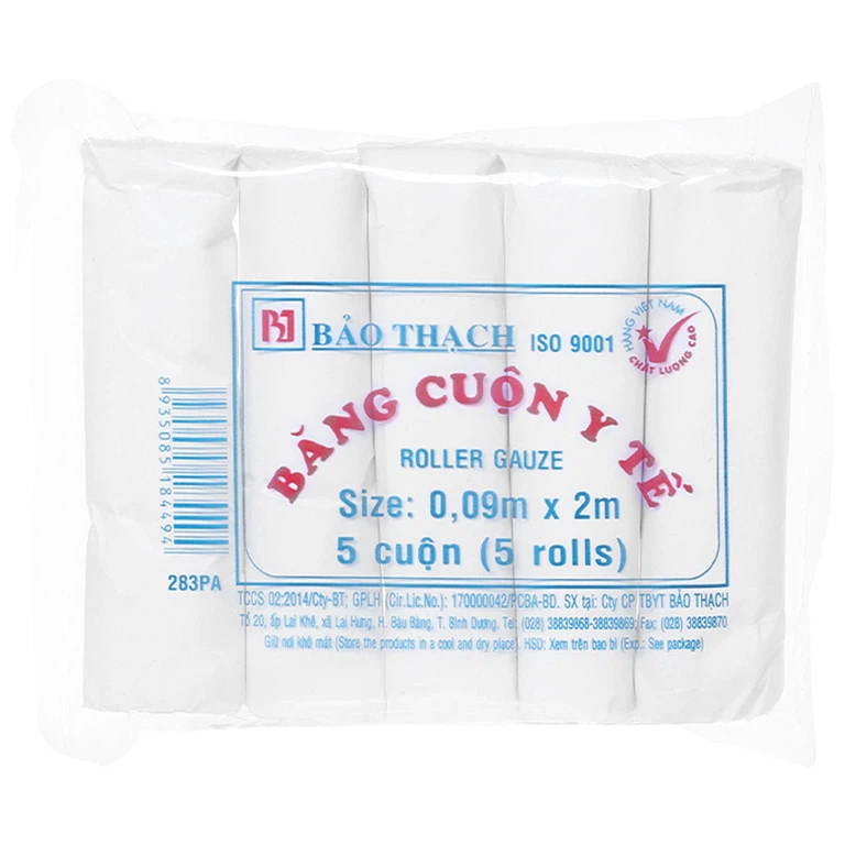 Băng Cuộn Bảo Thạch 0.09 x 2m thấm hút cao và nhanh, không gây kích ứng da (5 cuộn lớn)