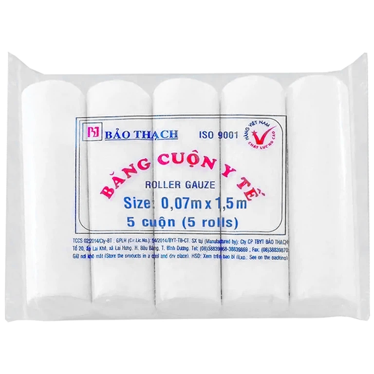 Băng Cuộn Bảo Thạch 0.07 x 1.5m thấm hút cao và nhanh, không gây kích ứng da (5 cuộn nhỏ)