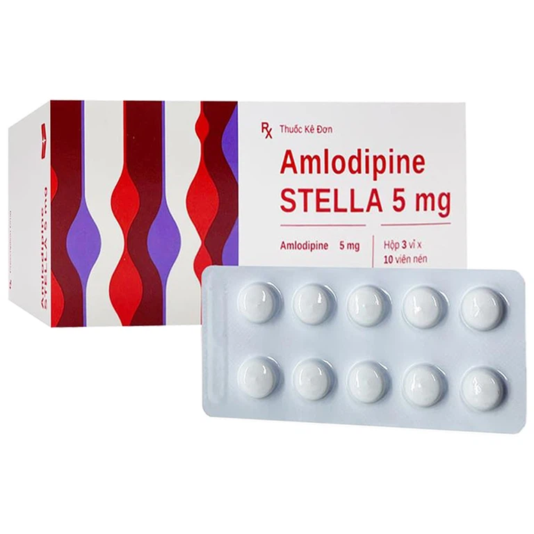 Thuốc Amlodipine Stella 5mg Stellapharm điều trị tăng huyết áp (3 vỉ x 10 viên)