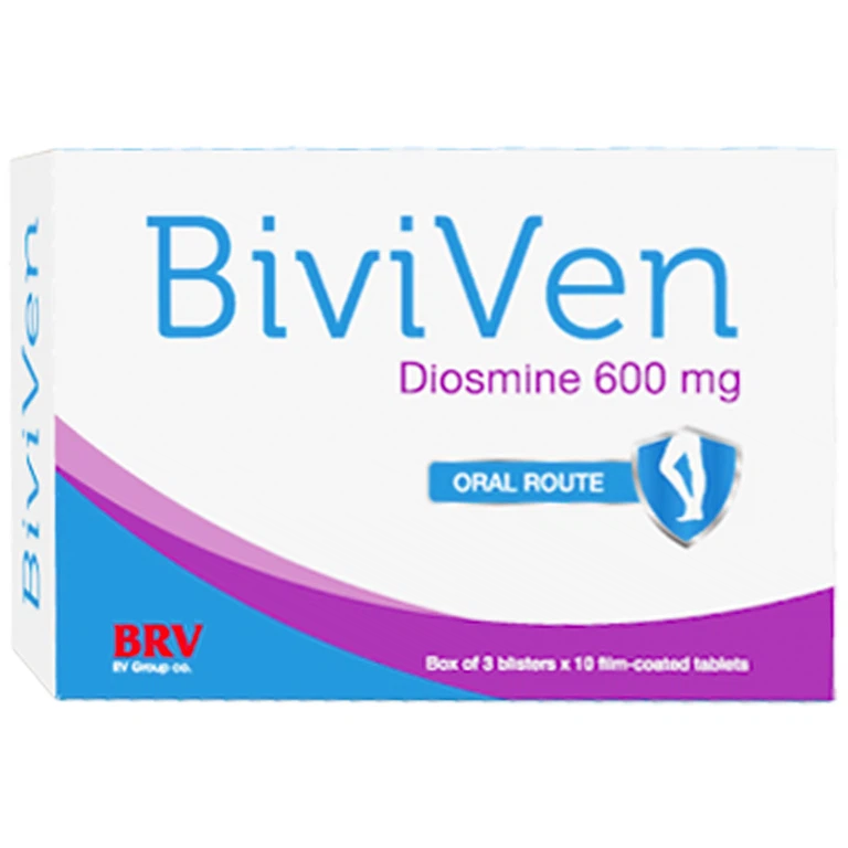 Thuốc Biviven Brv cải thiện triệu chứng suy tuần hoàn tĩnh mạch bạch huyết (3 vỉ x 10 viên)