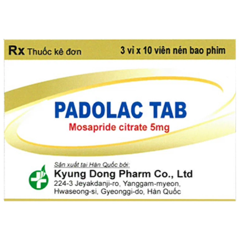 Thuốc Padolac tab 5mg Kyung Dong điều trị triệu chứng đường tiêu hóa (10 vỉ x 10 viên)