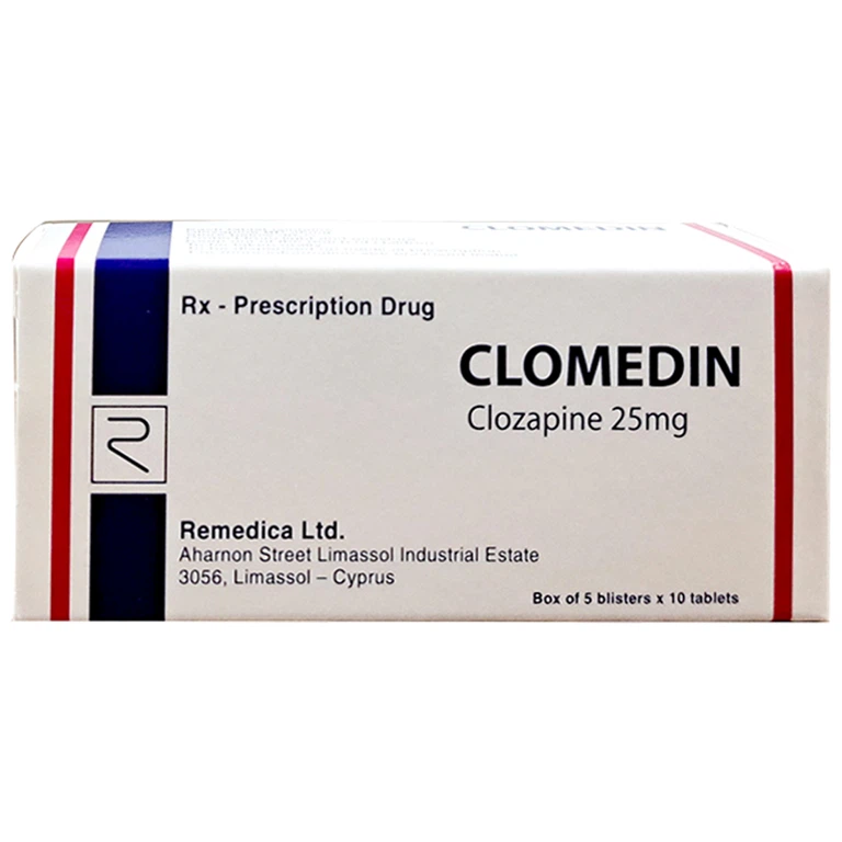 Thuốc Clomedin 25mg Remedica điều trị tâm thần phân liệt (5 vỉ x 10 viên)