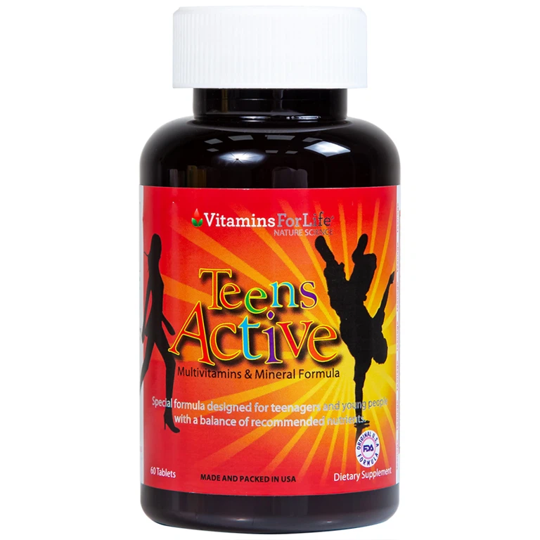 Viên uống Teens Active Vitamins For Life bổ sung vitamin và khoáng chất cho thanh thiếu niên (60 viên)