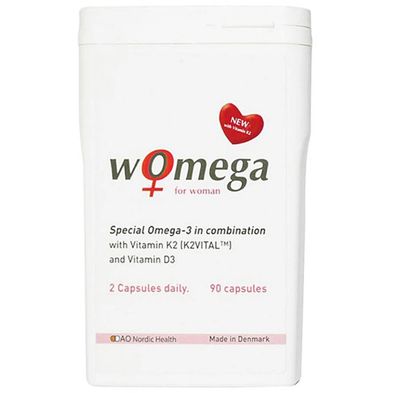 Viên uống Womega For Woman DAO Nordic Health giảm mỡ máu, hạn chế xơ vữa động mạch (90 viên)
