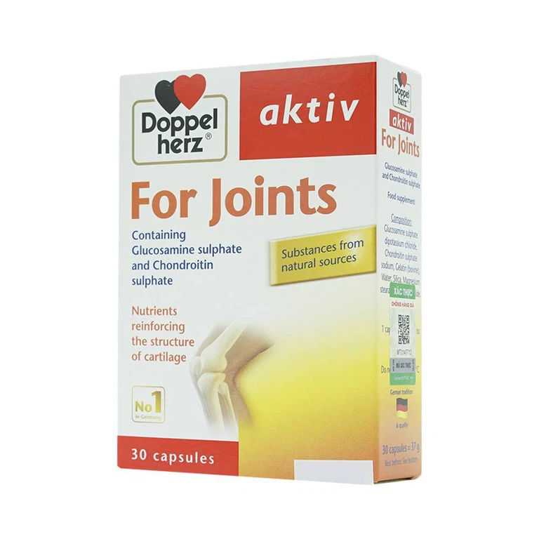 Viên uống For Joints Doppelherz Aktiv hỗ trợ tái tạo sụn khớp, giúp khớp khỏe mạnh (30 viên)