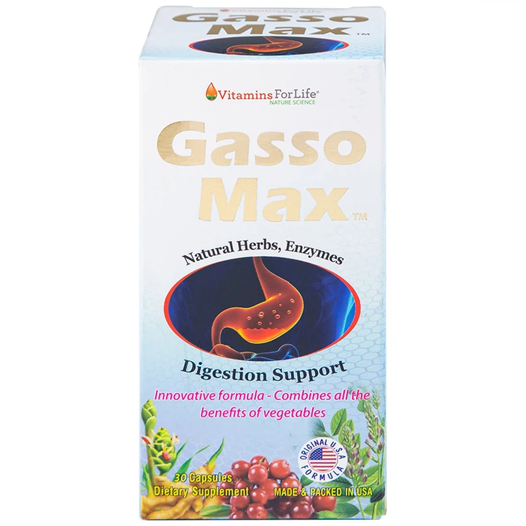 Viên uống Gasso Max Vitamins For Life bổ sung enzyme và các thảo mộc, hỗ trợ tiêu hóa tốt (30 viên)