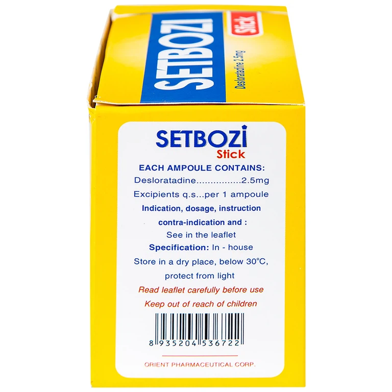 Dung dịch Setbozi Stick giảm các triệu chứng hắt hơi, sổ mũi (20 ống x 5ml) 