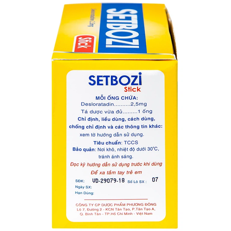 Dung dịch Setbozi Stick giảm các triệu chứng hắt hơi, sổ mũi (20 ống x 5ml) 