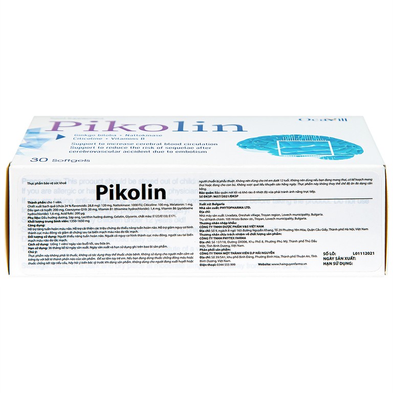 Viên uống Pikolin Ocavill hỗ trợ tăng tuần hoàn máu não (3 vỉ x 10 viên)