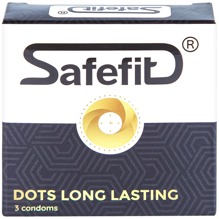 Bao cao su Safefit Dots Long Lasting S52 có vòng gân, hạt nổi, thắt chống tuột (3 cái)