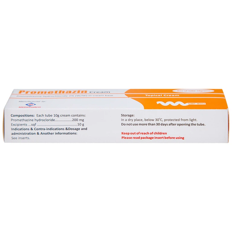 Kem bôi da Promethazin 2% Medipharco điều trị ngứa sẩn, mày đay, côn trùng đốt (1 tuýp x 10g) 