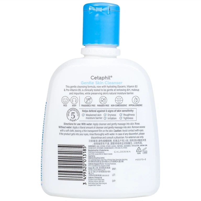 Sữa rửa mặt dịu nhẹ Cetaphil Gentle Skin Cleanser bổ sung độ ẩm dành cho mọi loại da (250ml)