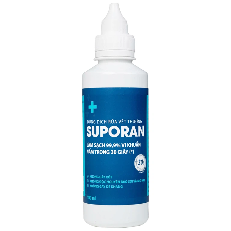 Dung dịch rửa vết thương Suporan 190ml CZ Pharma rửa sạch vết thương bên ngoài da
