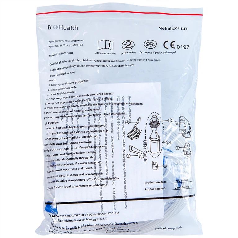 Bộ phụ kiện máy xông Nebpro BioHealth dùng cho máy xông model NEB PRO hỗ trợ viêm mũi, viêm xoang
