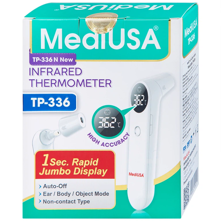 Nhiệt kế hồng ngoại MediUSA TP-336 đo không chạm, cho kết quả nhanh trong 3 giây