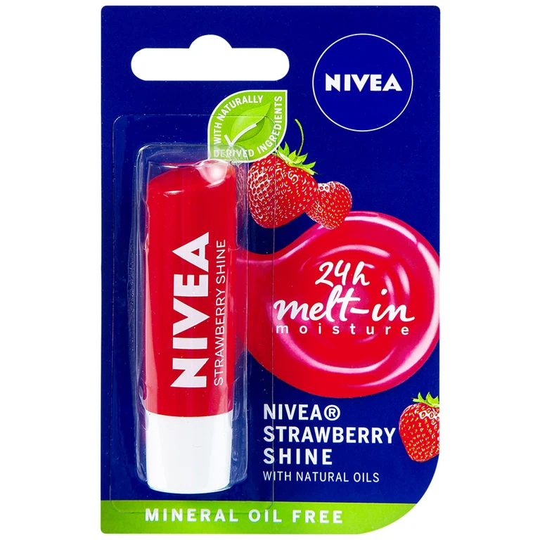 Son dưỡng ẩm Nivea Strawberry Shine dưỡng và duy trì độ ẩm cho môi (4,8g)