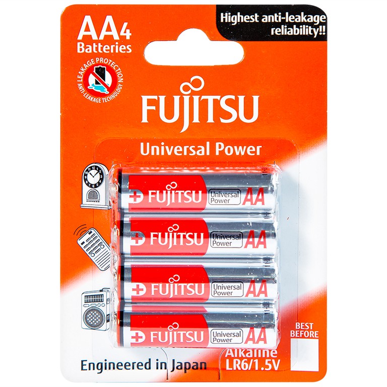 Pin Fujitsu Alkaline LR6 (4B) FU-W-FI - AA (Vỉ 4 cục)