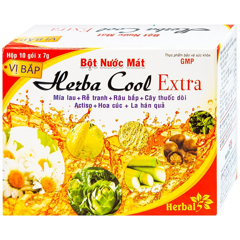 Bột nước mát Herbal Cool Extra thanh nhiệt, mát gan, lợi tiểu (10 gói)