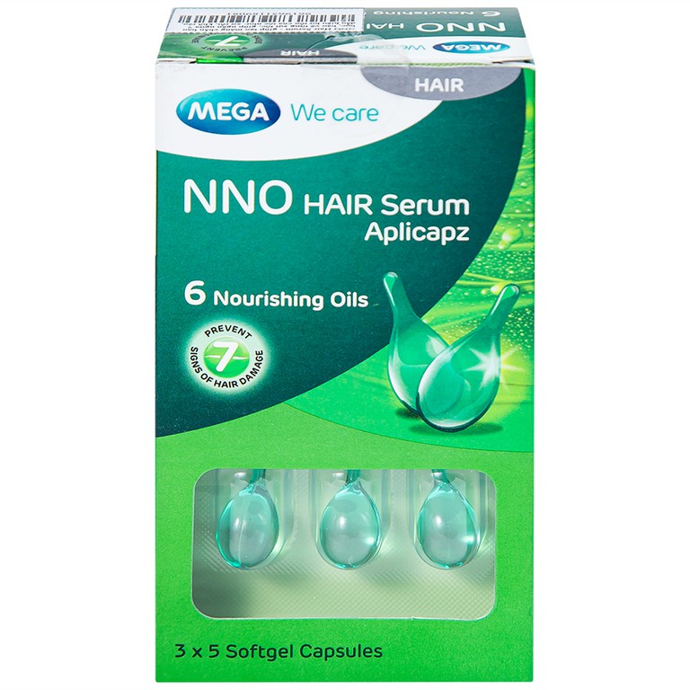Dầu dưỡng tóc NNO Hair Serum Aplicapz MEGA We care không gây nhờn dính (3 vỉ x 5 viên)