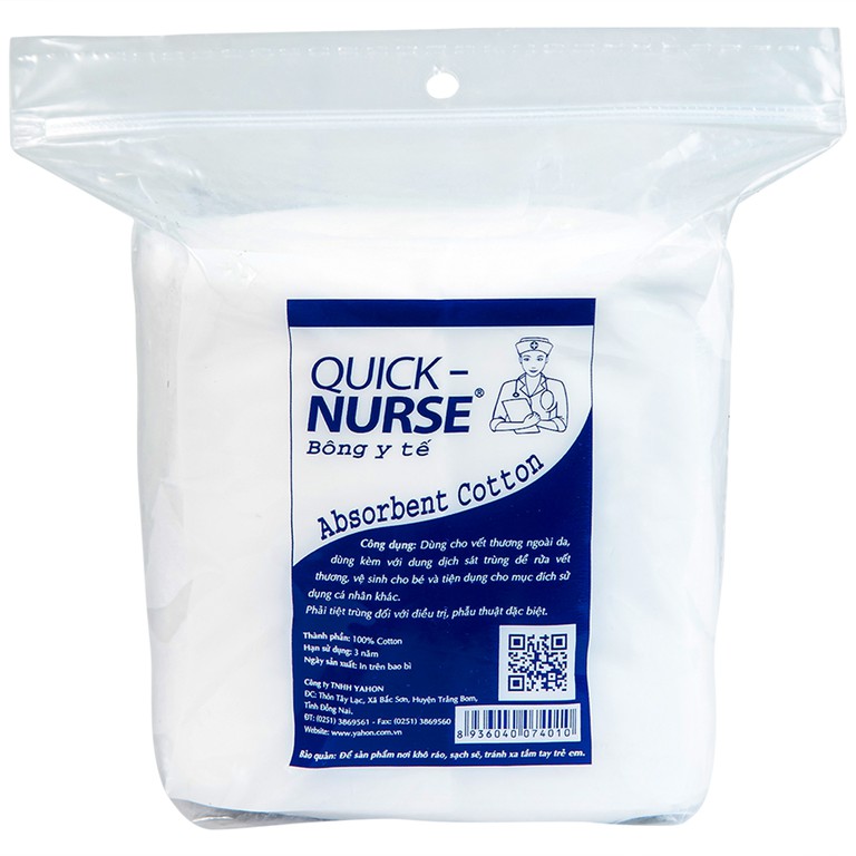 Bông y tế Quick Nurse 50g dùng cho vết thương ngoài da, sát trùng, vệ sinh cho bé 