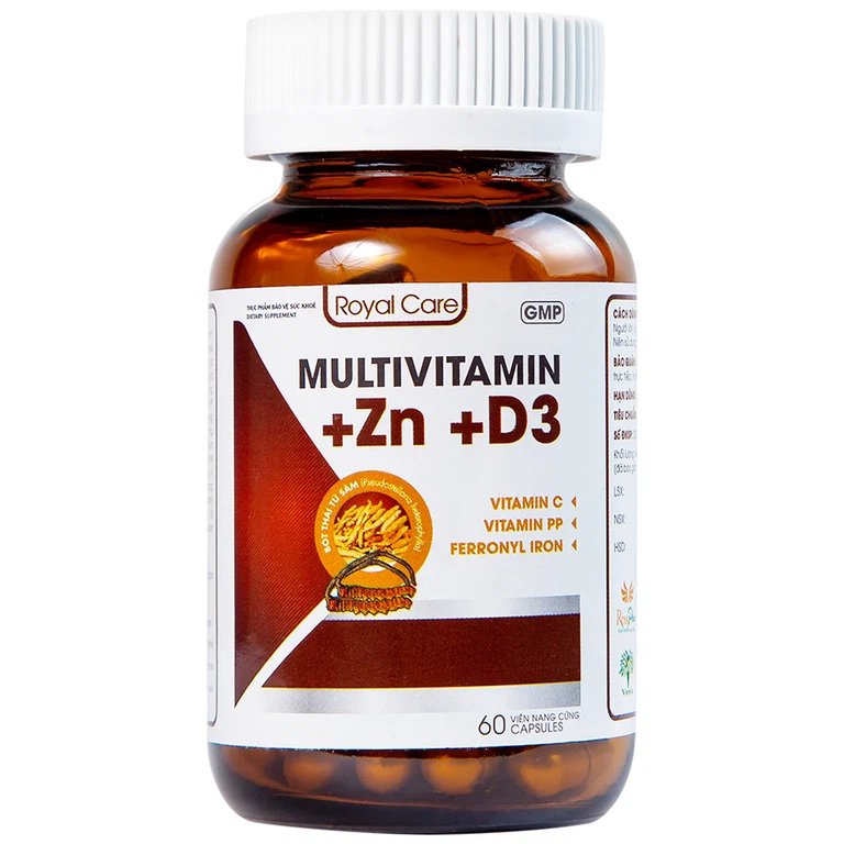 Viên uống Multivitamin +Zn +D3 Royal Care hỗ trợ tăng cường sức khỏe, nâng cao sức đề kháng (60 viên)