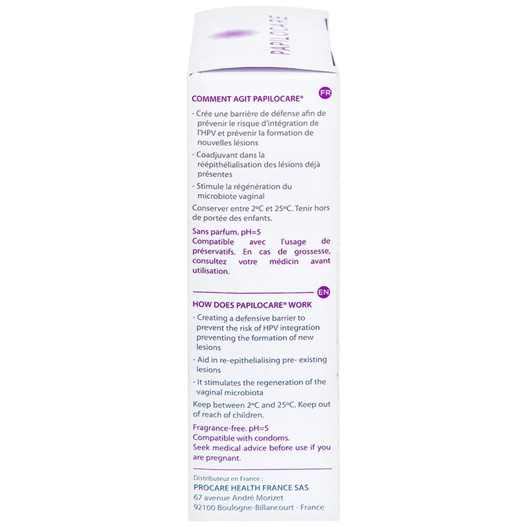 Gel đặt âm đạo Papilocare Gel Vaginal 5ml hỗ trợ đào thải HPV (7 tuýp)