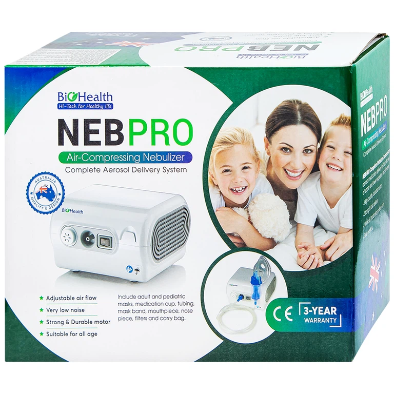 Máy xông khí dung BioHealth Neb Pro hỗ trợ điều trị các bệnh về đường hô hấp