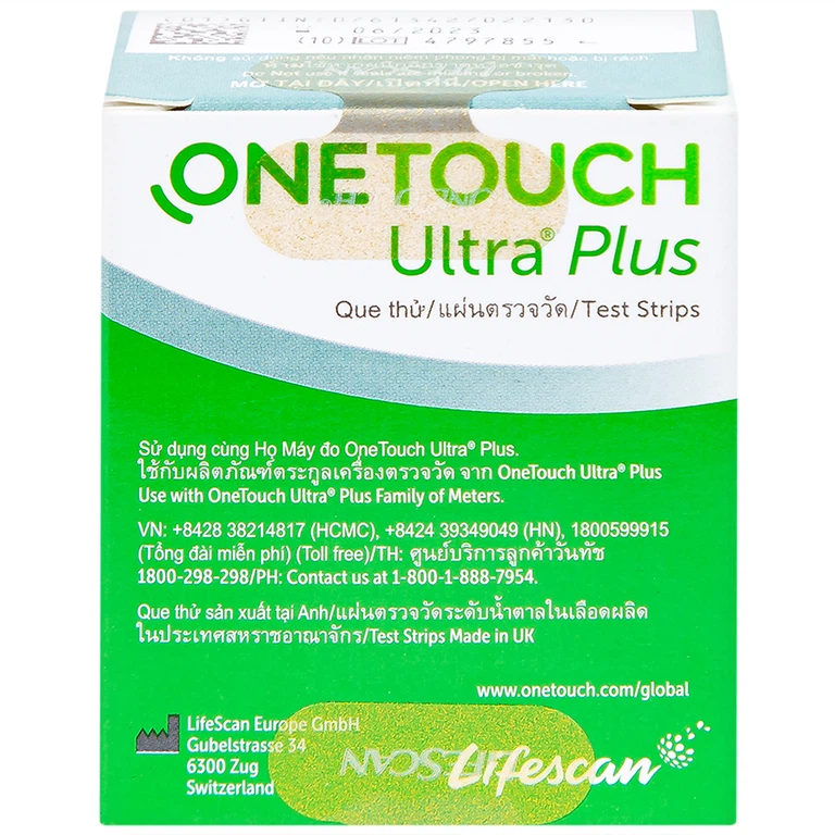 Que thử đường huyết Onetouch Ultra Plus Test Strips dùng để đo chỉ số đường huyết người bệnh tiểu đường (25 cây)
