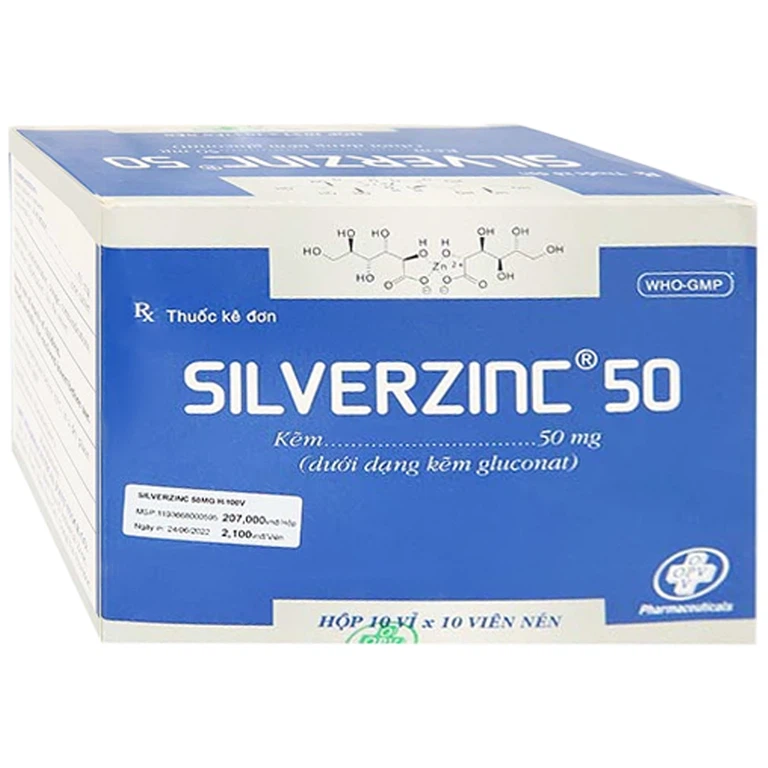 Tthuốc Silverzinc 50 Opv phòng ngừa và điều trị thiếu kẽm (10 vỉ x 10 viên)