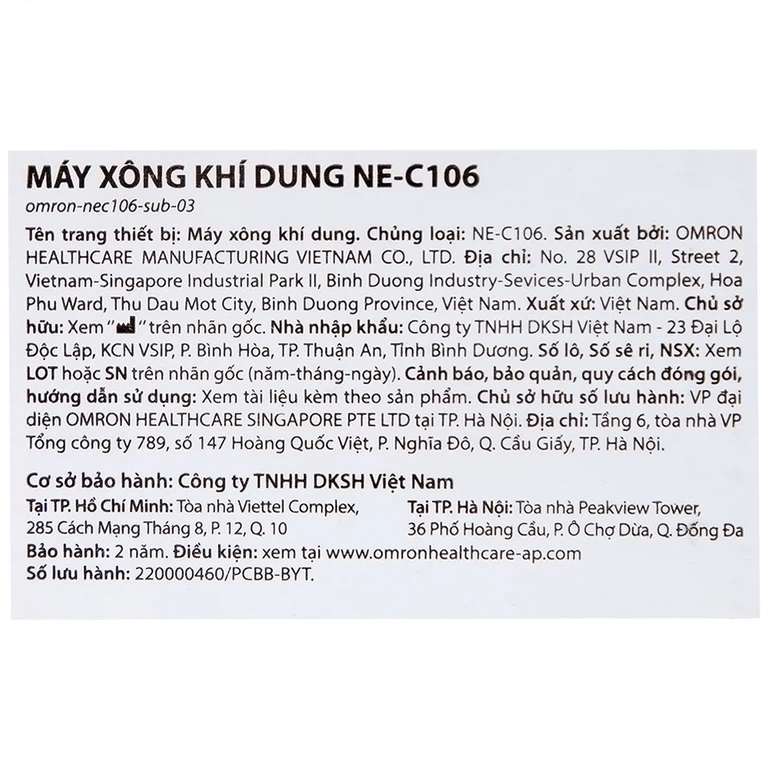 Máy xông khí dung Omron NE-C106 phòng và điều trị bệnh về đường hô hấp