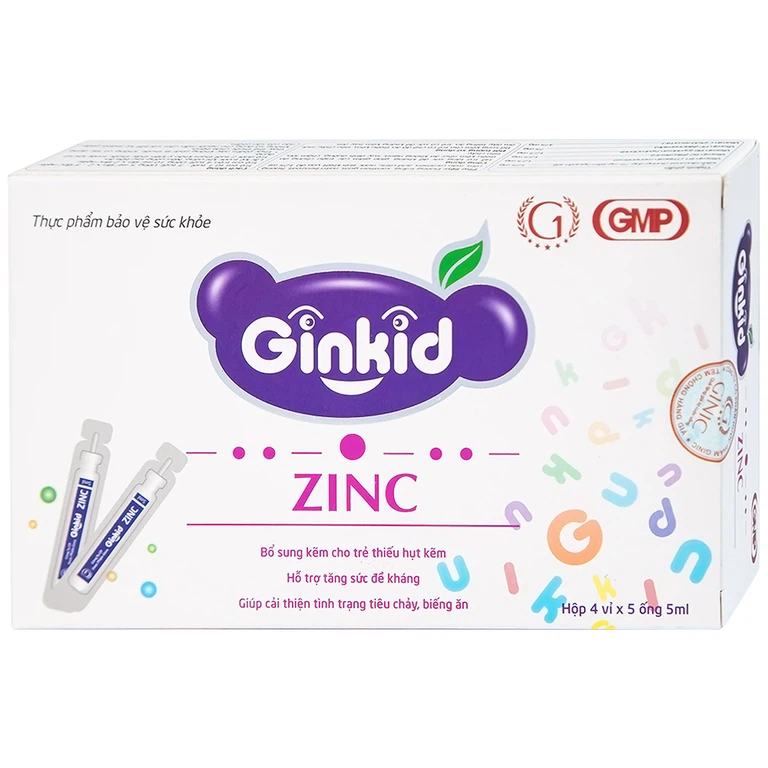 Siro Ginkid ZinC bổ sung kẽm, hỗ trợ tăng sức đề kháng (4 vỉ x 5 ống x 5ml)