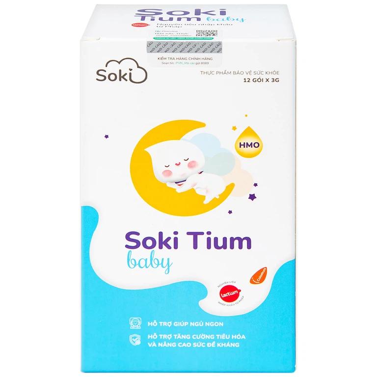 Bột hòa tan Soki Tium Baby hỗ trợ giúp ngủ ngon, tăng cường tiêu hóa (12 gói x 3g)