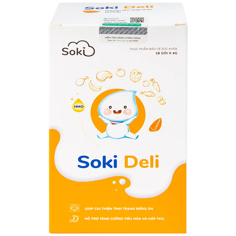 Bột hòa tan Soki Deli cải thiện tình trạng biếng ăn, tăng cường tiêu hóa và hấp thu (18 gói x 4g)
