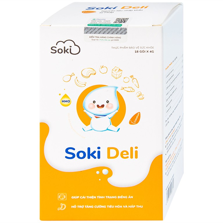 Bột hòa tan Soki Deli cải thiện tình trạng biếng ăn, tăng cường tiêu hóa và hấp thu (18 gói x 4g)