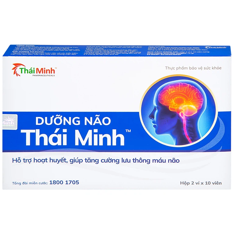 Viên uống Dưỡng Não Thái Minh hỗ trợ hoạt huyết, tăng cường lưu thông máu não (2 vỉ x 10 viên)
