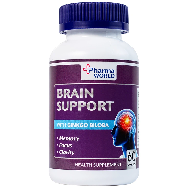 Viên uống Brain Support Pharma World hỗ trợ sức khỏe cho não (60 viên)