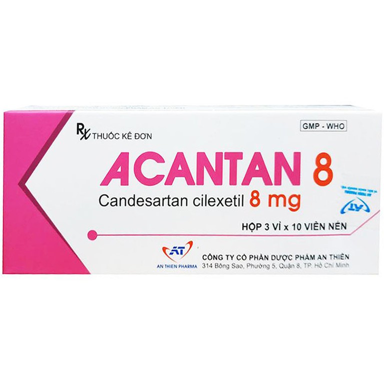 Thuốc Acantan 8mg An Thiên điều trị tăng huyết áp (3 vỉ x 10 viên)