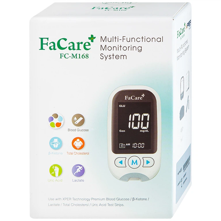 Máy đo 5 in 1 FaCare+ FC-M168 (TD-4216) Bluetooth hỗ trợ đo Cholesterol, Acid Uric, Glucose 