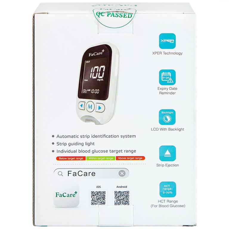 Máy đo 5 in 1 FaCare+ FC-M168 (TD-4216) Bluetooth hỗ trợ đo Cholesterol, Acid Uric, Glucose 